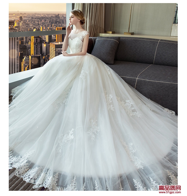 白色无袖婚纱2018新款新娘结婚礼服拖尾显瘦公主梦幻欧美奢华女性感