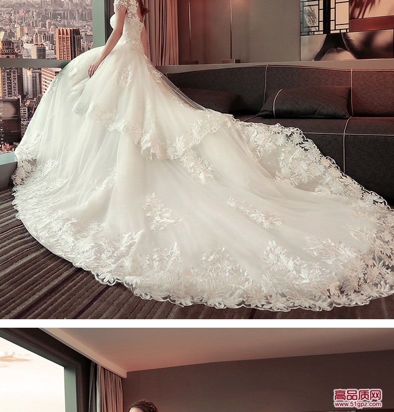 象牙白色婚纱礼服2018新款结婚韩版婚纱礼服新娘显瘦公主长拖尾宫廷